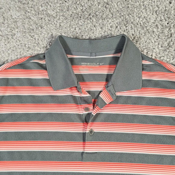 Nike Golf Men Dri Fit Striped Polo Shirt Size Large Performance Athletic Weekend - Picture 4 of 11